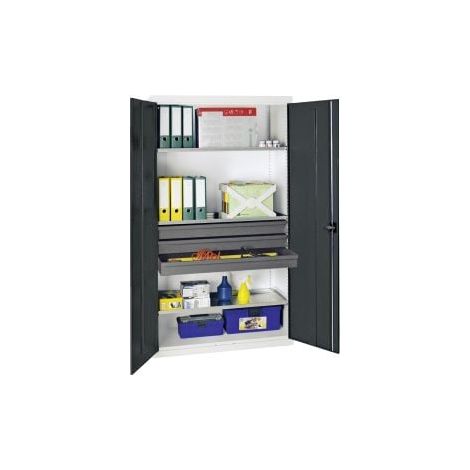 Stumpf Armoire à outils et matériaux Série 3000 gris clair / gris anthracite + 3 tiroirs 100 mm + 3 étagères coulissantes continues - 3008271