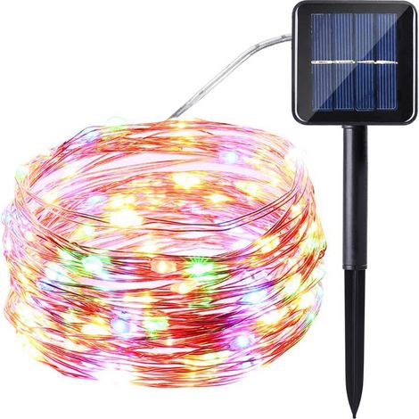 Guirlande Lumineuse Solaire en Fil de Cuivre à LED Lumières Extérieures Imperméables Jardin Décoration de Noël 1 Jeu de L198 (1/5)
