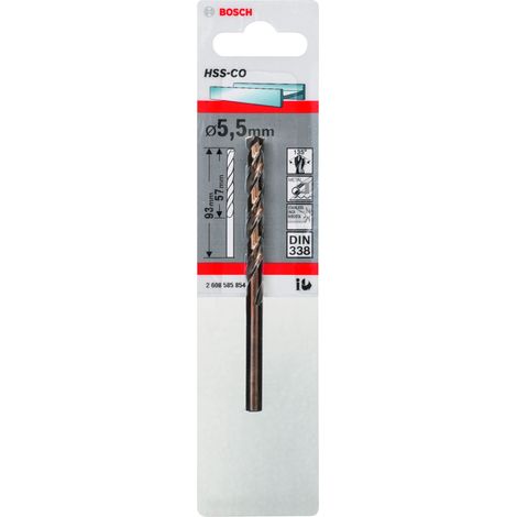 Bosch Modelo HSS-Co Broca Helicoidal Bronce 5,5 mm (1/4)