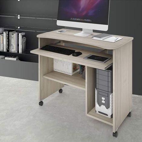 Scrivania ufficio porta computer con ruote e ripiano