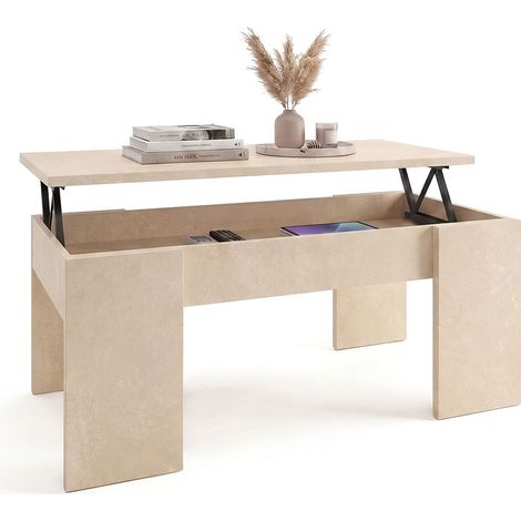 Mesa de centro elevable con almacenaje 100x45-56 cm Vita Microcemento Beige 50cm (ancho) x 45cm (alto)