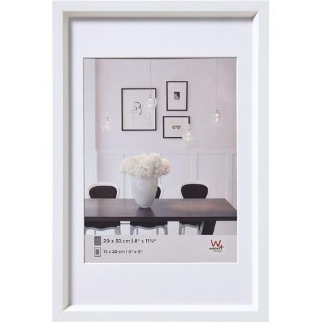 Cadre Photo Blanc 13 x 18 cm avec Passe-Partout, Cadre en Plastique Style Acier ES318W (1/5)
