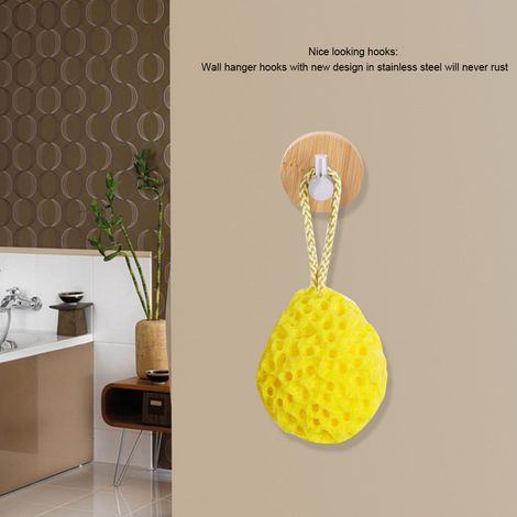 Crochet porte-manteau mural bambou naturel acier inoxydable pour sac clé serviette cuisine crochet simple (1/4)