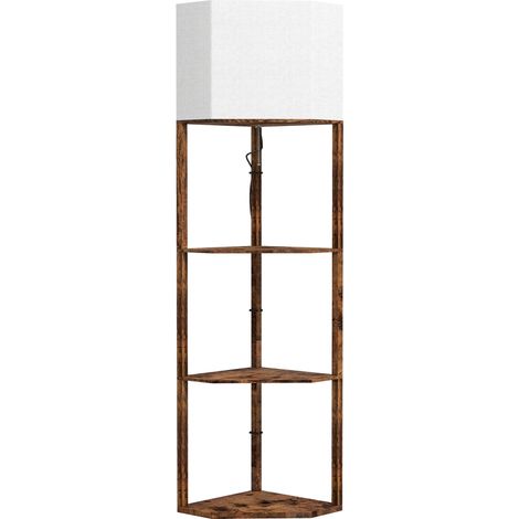 Corner Floor Light, with Shelves - Wood-Effect (1/5)