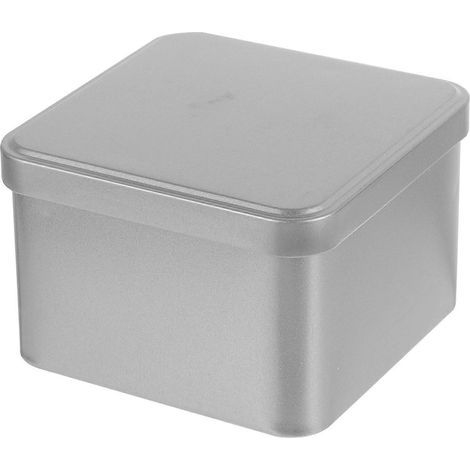 Boîte à thé carrée en métal, portable, avec couvercle. Boîte à thé en vrac.-9.8x9.8cm-Silver (1/3)