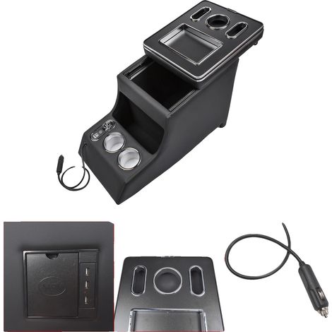 Vano portaoggetti nel bracciolo, in plastica, su misura, per Mercedes-Benz Vito W447, con porte USB multiple e luce LED integrata. (1/5)