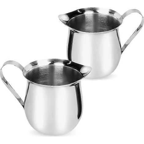 Lot de 2 mini-pichets à lait en acier inoxydable de 60 ml, avec un joli pichet à lait pour créer des sauces crémeuses pour cappuccino, expresso et café de style barista (60 ml) (1/5)