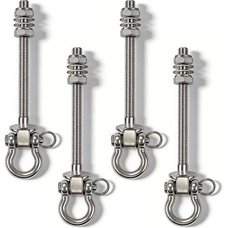 4 Pièces Crochet Balançoire Inox M10 avec Roulement, 210 mm Fixations Charge Lourde 680 kg, Crochet Hamac et Chaise, Plafond Béton et Poutre Bois pour Yoga, Sac de Frappe, Jardin Intérieur Extérieur (1/5)