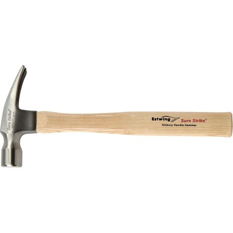 Estwing EMRW20S Sure Strike Straight Claw Hammer with Hickory Handle, 20oz/560g