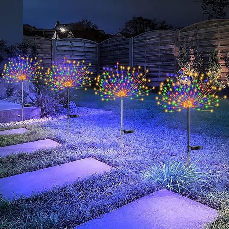Set of 4 Solar Firework Lights - 120 LEDs - 40 Copper Wires - Garden Decoration - For Driveway, Path, Garden, Christmas Decoration, Parties (multicoloured) (1/5)