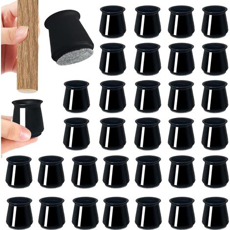 32PCS Protection Pied de Chaise Silicone, Ronde Tampon Chaise, Patin Meuble, Protege Pied de Chaise, Embout de Chaise, Élimine Le Bruit et Les Rayures (Noir, Grand) (1/5)