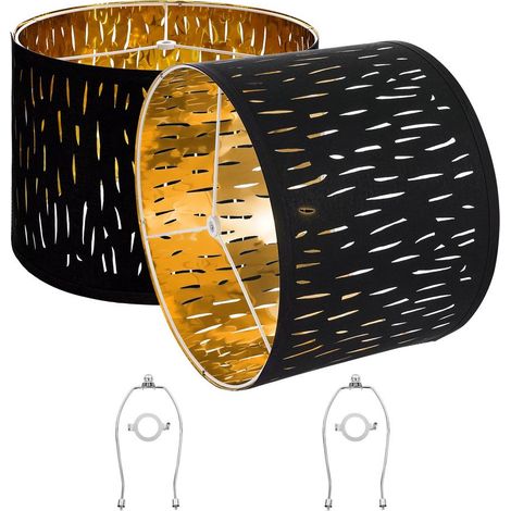 Noir extérieur et intérieur doré, pour mieux diffuser la lumière, abat-jour lot de 2 pour lampe ou suspension (1/5)