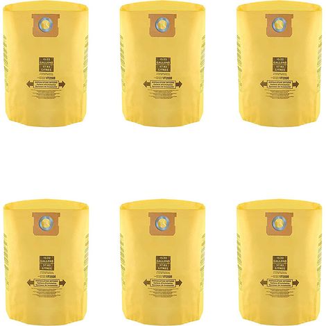Shop-Vac Staubsaugerbeutel, gelb (6er-Pack), 15–22 Gallonen – AquaForge (1/3)