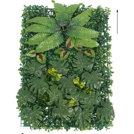 Fond de verdure artificielle, 6 panneaux, design sans entretien, vert (1/2)