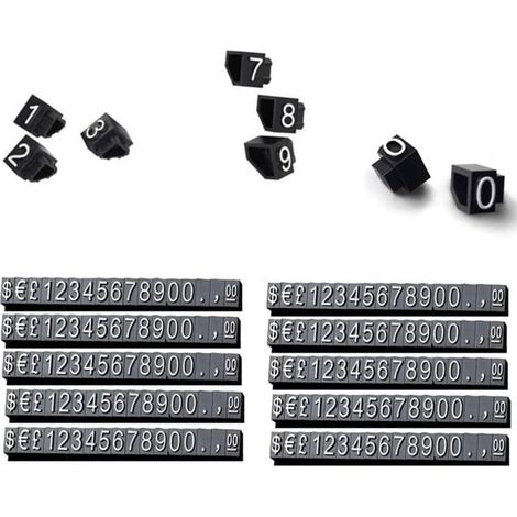 Juego de 10 cubos expositores de etiquetas de precio ajustables, soportes para contadores numéricos, bloques de venta de etiquetas, cubos de plástico para marco ajustable