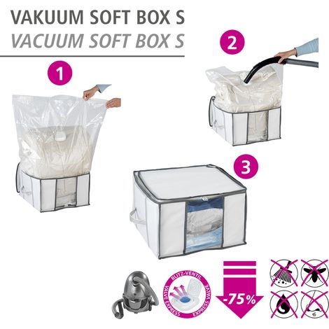 Wenko – Boîte de rangement sous vide 40x25x42cm – Économie d'espace 75% – Protection contre l'humidité et les mites – Plastique transparent (1/5)