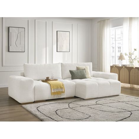 BOBOCHIC - Canapé d'angle réversible convertible coffre ANAKIN tissu texturé Réversible Blanc (1/5)