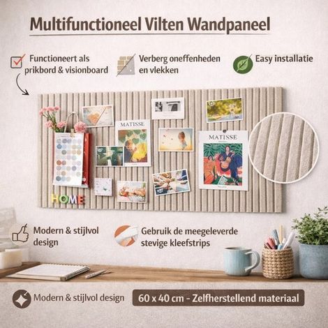 Tableau d'affichage en feutre – 60x40 cm – Chameau foncé – 0,9 cm épais – Punaises incluses – Pliable – Multifonctionnel (1/4)