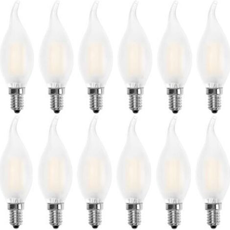 Ampoule LED E14 Flamme,Forme de Bougie,Blanc Chaud 2700K,4W Equivalence Incandescence 40W,400lm, Lot de 12 [Classe énergétique A+]