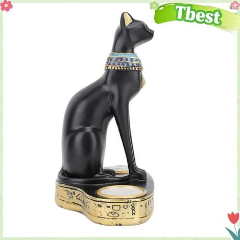 Tbest Bougeoir de chat égyptien Bougeoir chat égyptien décoratif en résine, chandelier chat égyptien, photophore deco statuette (1/5)