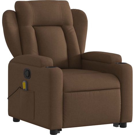 Poltrona relax TV funzione massaggio reclinabile sollevamento elettrico in tessuto marrone DEC027015