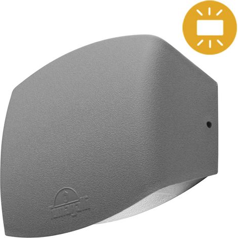 Aplique abram 1xr7s (78mm) 3,5w con pulsador cct (3colores) ip55 l.15,5xan.6xal.12cm resina gris