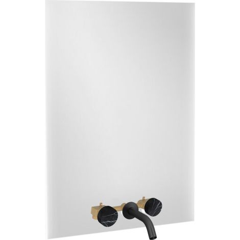 Espejo de 3 agujeros de 80 cm + mezclador de lavabo de 3 agujeros empotrado JACOB DELAFON Grands Boulevards marmolado storm y negro