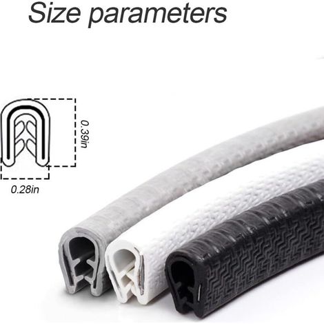 Protections de bord de porte de voiture, (blanc) 16 pieds protecteur de joint en caoutchouc universel en forme de U protection de bord de porte de voiture pour la plupart des voitures (1/3)