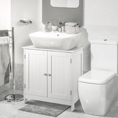 Meuble de Salle de Bain Sous Lavabo Meuble de Vasque en Bois 60×30×60cm Blanc (1/5)