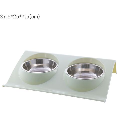 Filiyano-Gamelle pour chat, gamelle double pour chat, gamelle antidérapante en acier inoxydable pour chat, gamelles pour chat (vertes)