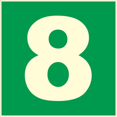 N°8 photoluminescents - 200x200mm - Rigide Vert - 4036823