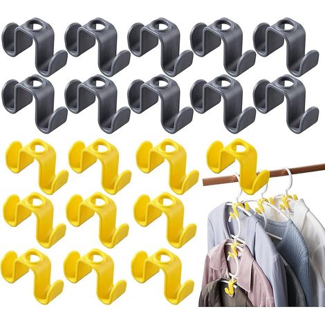 BEBUSINGOTO Lot de 40 crochets de connexion pour cintres, cintres peu encombrants, crochets de cintre peu encombrants, clips d'extension de cintre double face, économiseurs d'espace pour placard (1/5)