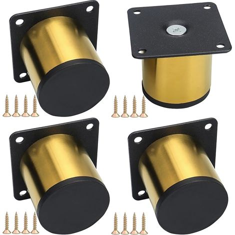 Pieds de meubles ronds en métal de 5 cm, pieds de canapé en acier inoxydable avec vis de montage pour lit, table de chevet, armoire, établi de bureau (doré, 5 cm) (1/5)