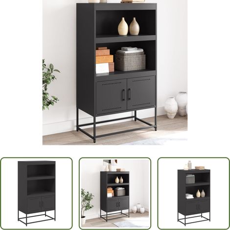 Hochschrank - Highboard Schwarz 68,5x38,5x123,5 cm Stahl (1/5)