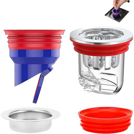 2 Pièces Clapet Anti Odeur, Siphon De Sol 35-52mm, Filtre Cheveux Plastique Abs, Pour Douche Et Machine À Laver (1/5)