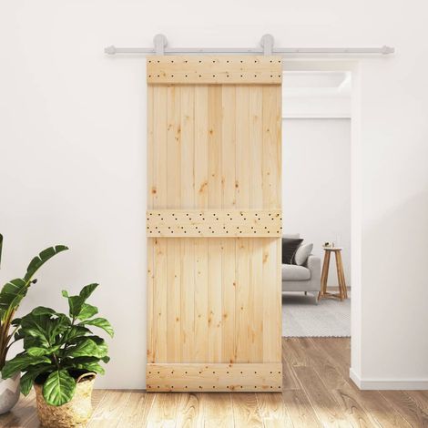 Puerta corredera con herrajes madera maciza de pino 85x210 cm vidaXL (1/5)