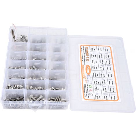 Kit de 580 pièces de fixation en acier inoxydable 304, boulons, écrous et rondelles pour travaux de bricolage (1/5)
