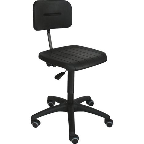 Arbeitsdrehstuhl mit Bodengleitern, Sitzhöhe 435 - 625 mm, Sitzfläche: PU schwarz