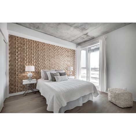 Panneau Mural Bois Chêne Massif 3D Dominus - Relief Structuré Naturel - 60x15cm - Lot 11 Panneaux 1m² - Décoratif Intérieur