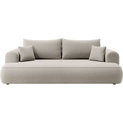 Selsey - Dreisitzer-Schlafsofa Ovo mit Behälter aus cremefarbenem Velours aus pflegeleichtem Stoff (1/5)