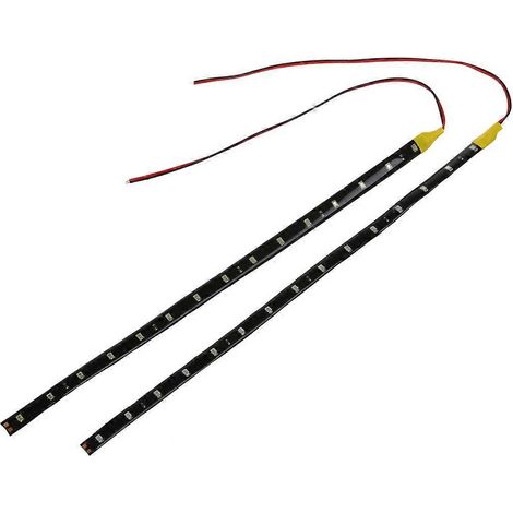 2 bandes lumineuses néon LED flexibles de 30 cm (15 LED) pour voiture, orange. (1/5)