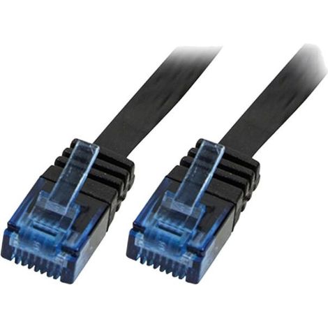 Cable reseau RJ45 male U-UTP Cat 5e noir - 10m CP0139B plat