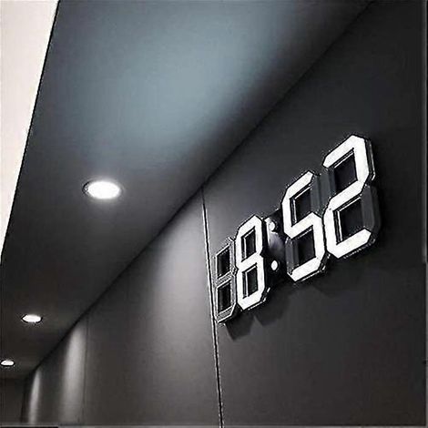 Horloge murale LED 3D élégante - Un réveil numérique moderne adapté à la maison, au bureau, à la cuisine et à la table de chevet, avec une luminosité réglable. (1/5)