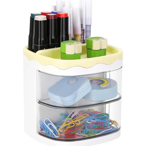 Porte-stylo, porte-stylo de bureau, école, maison, fournitures artistiques, rangement de bureau avec tiroirs (1/4)