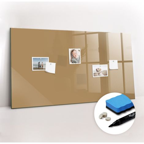 Tableau magnétique, panneau d’affichage, pense-bête, impression sur Verre – 120 cm x 60 cm - Beige (1/5)
