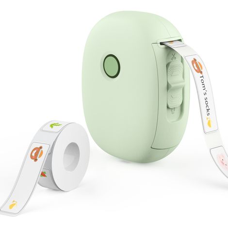 Imprimante thermique Bluetooth, comprend 1 rouleau de papier étiquette (vert). (1/5)