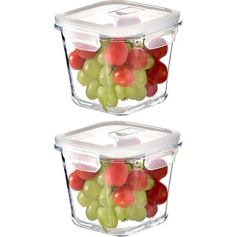 Lot de 2 boîtes de conservation en verre de 950 ml avec couvercle pour soupe, micro-ondes, sans BPA (1/5)