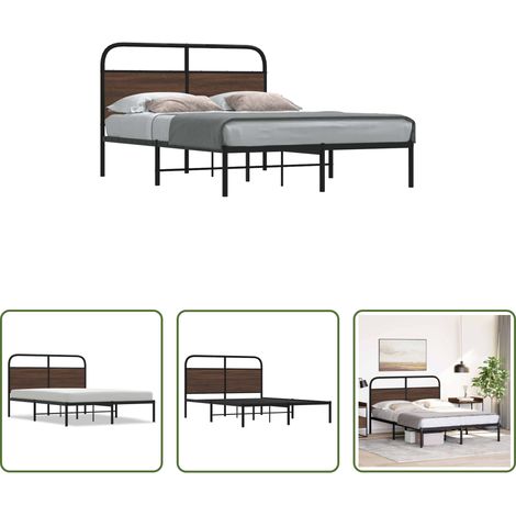 Stahlbett - Bettgestell ohne Matratze 120x190 cm Braun Eichen-Optik (1/5)