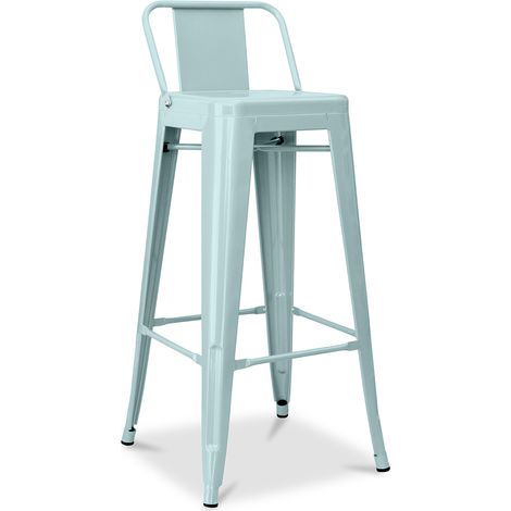 Barhocker mit Rückenlehne - Industriedesign - 76cm - New Edition - Stylix Blasses Grün