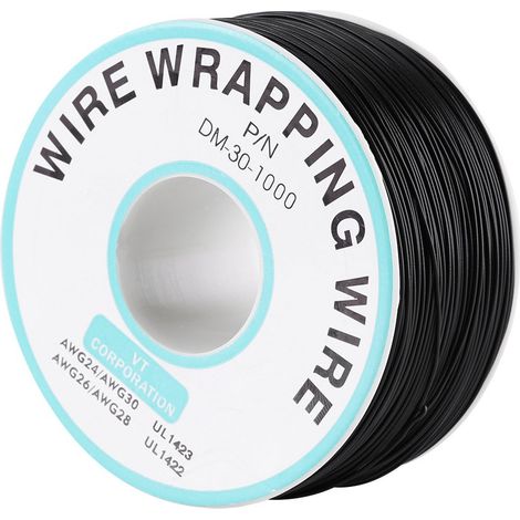 250m 30AWG Rouleau de Câble Electrique de Cuivre Etamé Isolant en PVC Noir (1/5)
